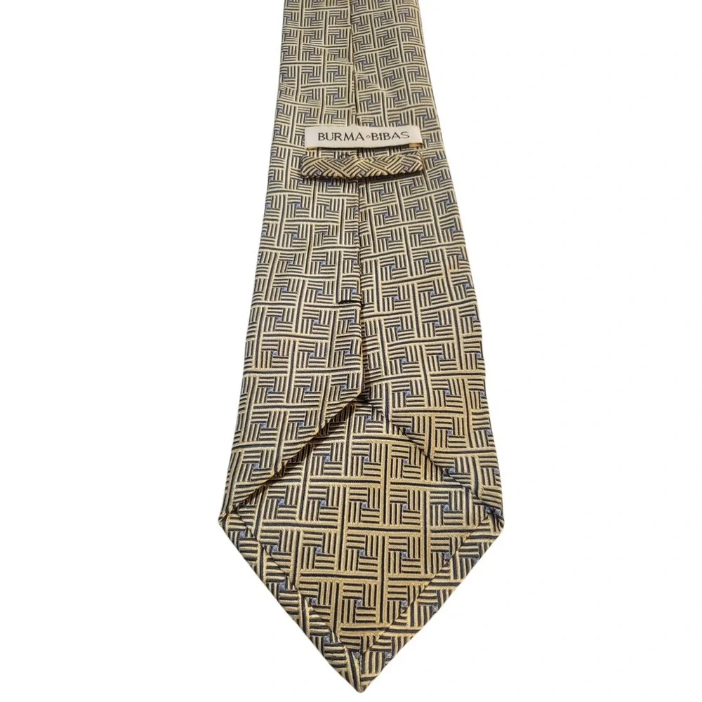 Burma Bibas‎ Mens Tie Necktie Designer Luxury Gold Black Blue Geometric Business